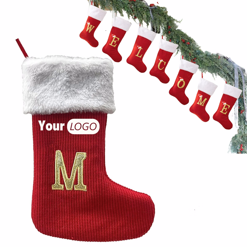 12 Inches Monogrammed Christmas Stockings with Letters