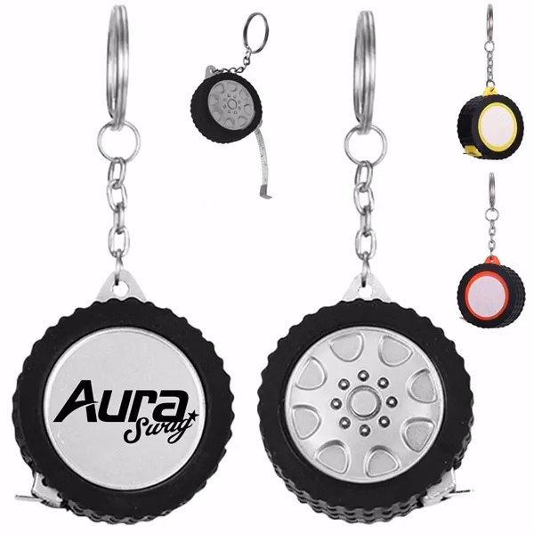 Custom 1.77 inch Steel Tape Measure Keychain — Durable Tool Giveaway