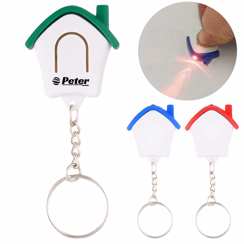 Plastic House Shape LED Light Keychain