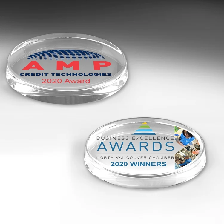 3" x 5" x 1/4" – Oval Glass Paperweight - 8518S (Screen Print), 8518P (4Color Process) 1