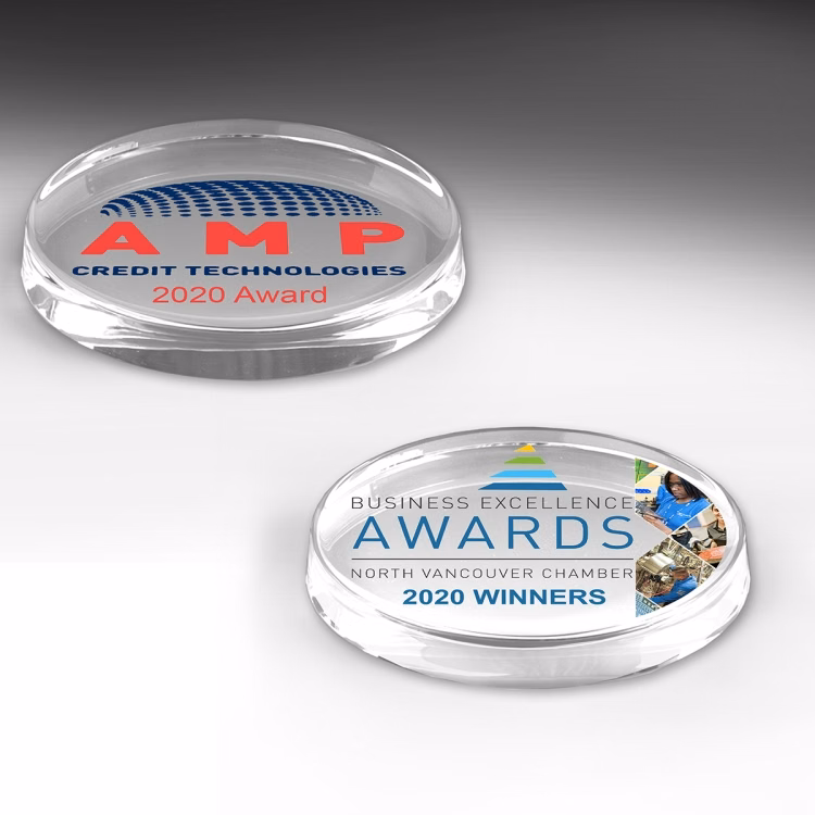 3" x 5" x 1/4" – Oval Glass Paperweight - 8518S (Screen Print), 8518P (4Color Process)
