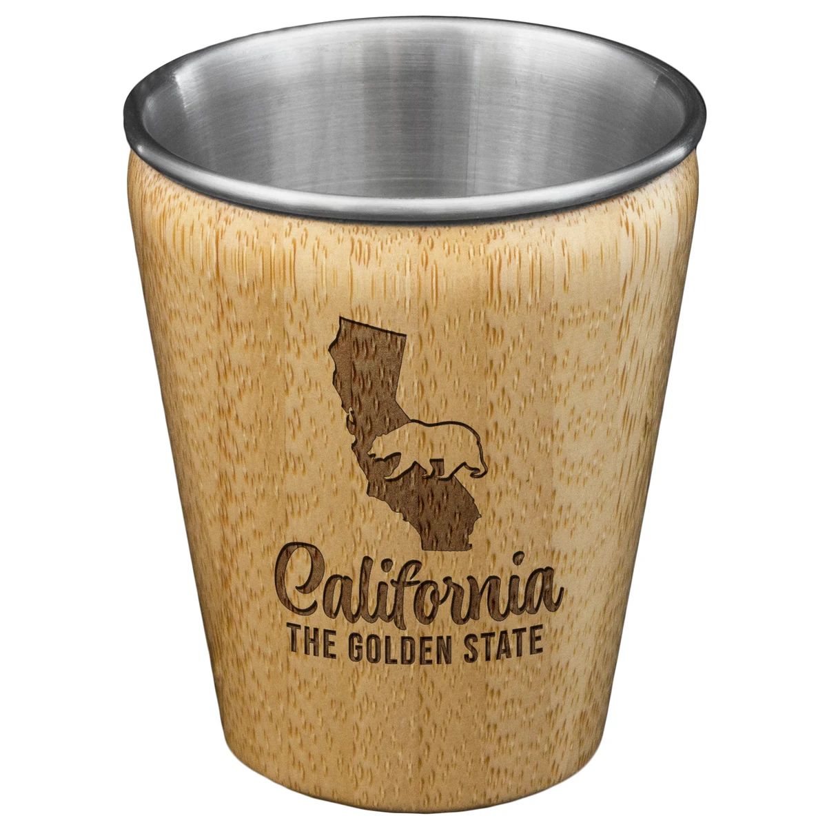 California State Bamboo and Stainless Steel Shot Glass 1