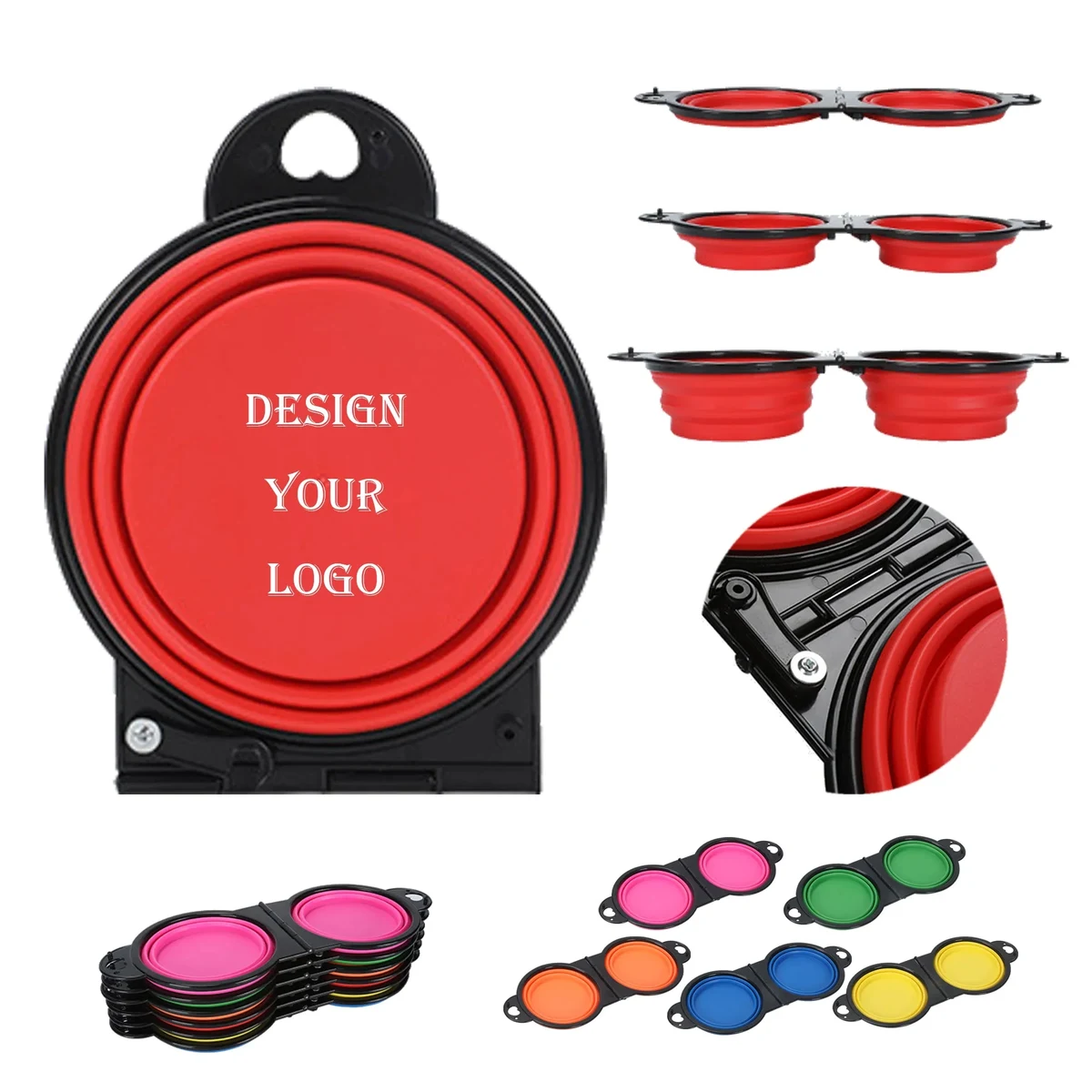 Collapsible Dog Dual Bowls with Carabiner 1