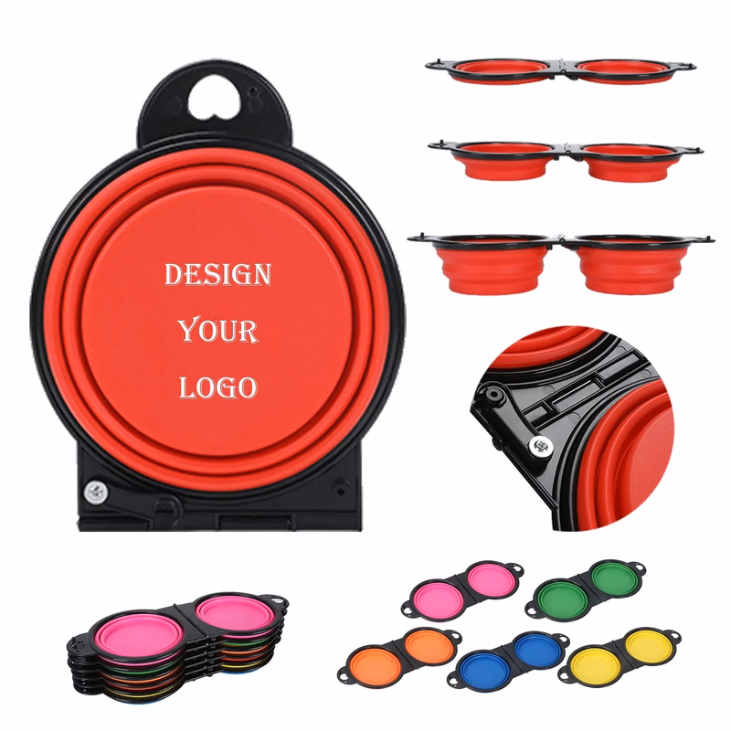Collapsible Dog Dual Bowls with Carabiner