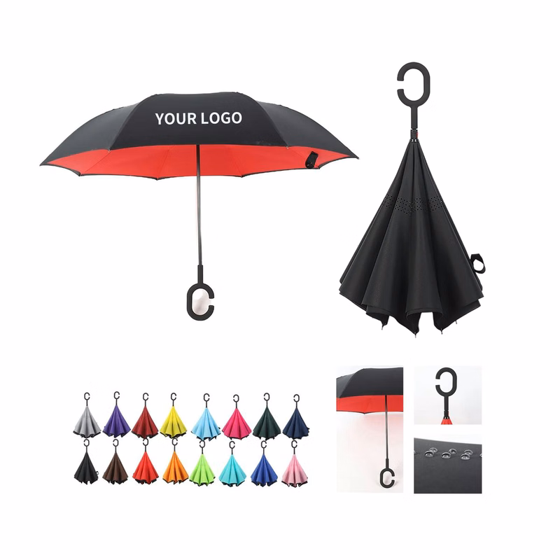 Pongee Inversion Umbrella with Hands Free C Handle