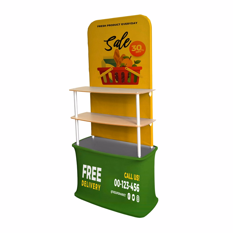 Straight Display w/3 Shelves- 36"w x 79"h - Two Side Imprint - FABRIC ONLY