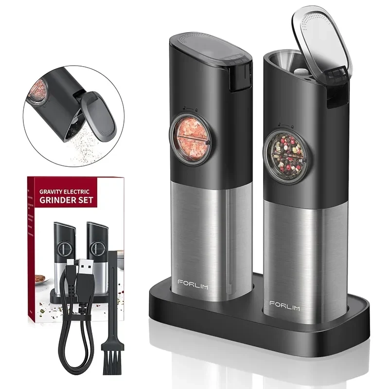 Rechargeable Electric Gravity Salt and Pepper Grinder Set 1