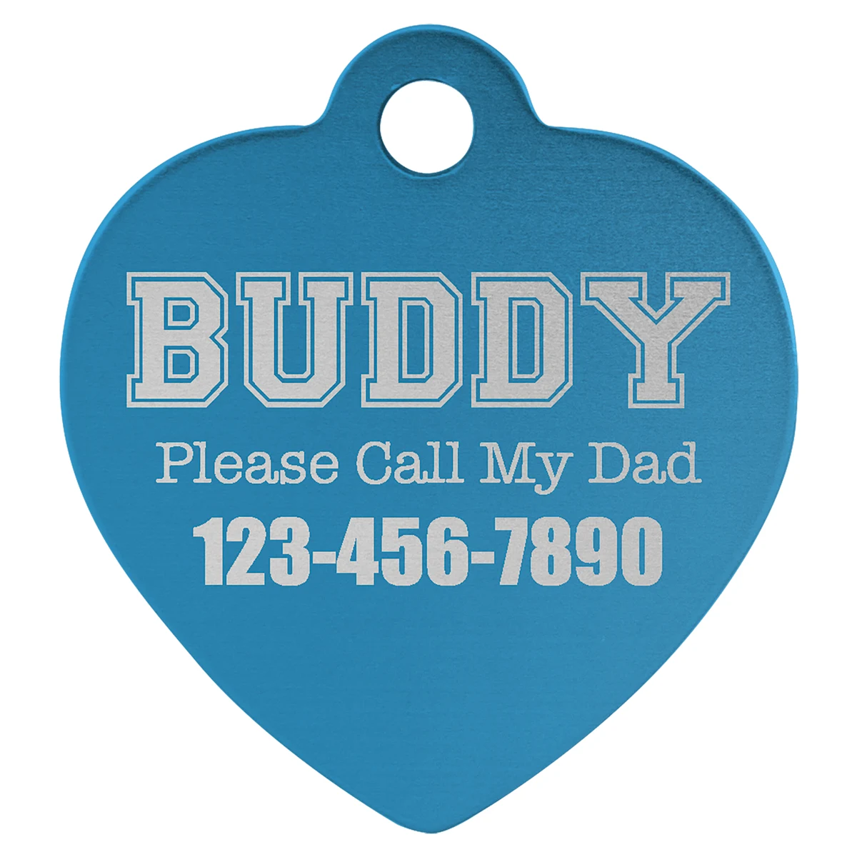 1 1/4" x 1 1/4" Blue Anodized Aluminum Heart Pet Tag 1
