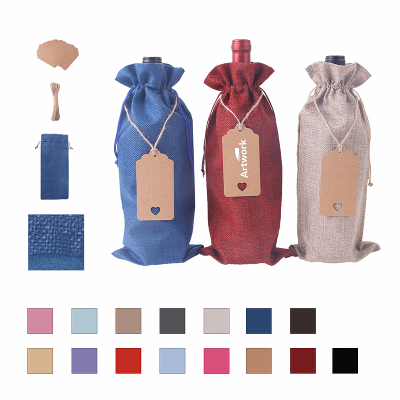 Customized Linen Red Wine Bag