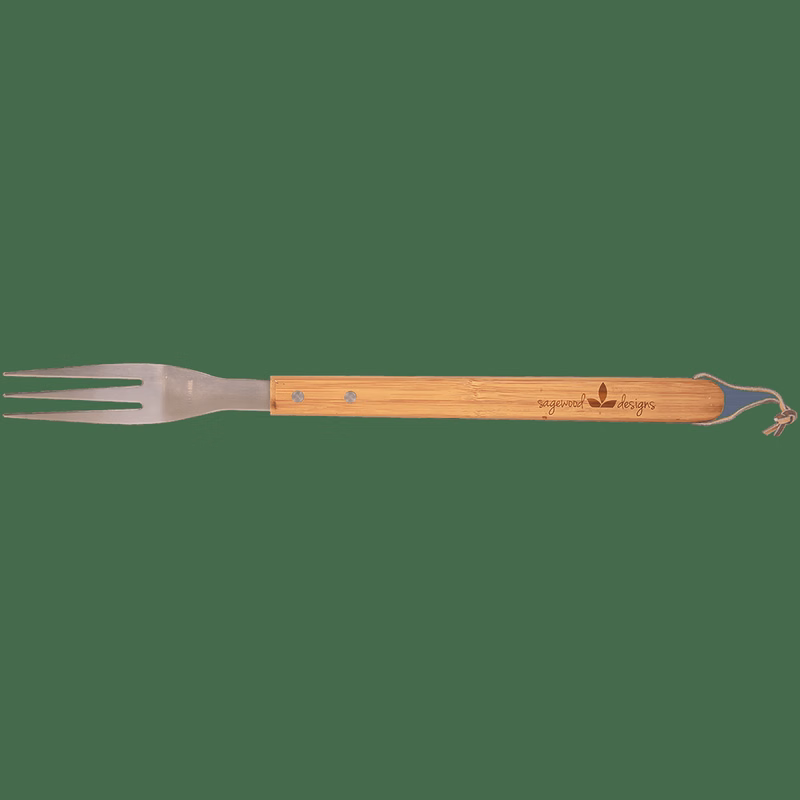 16 1/4" Bamboo/Silver Barbeque Fork