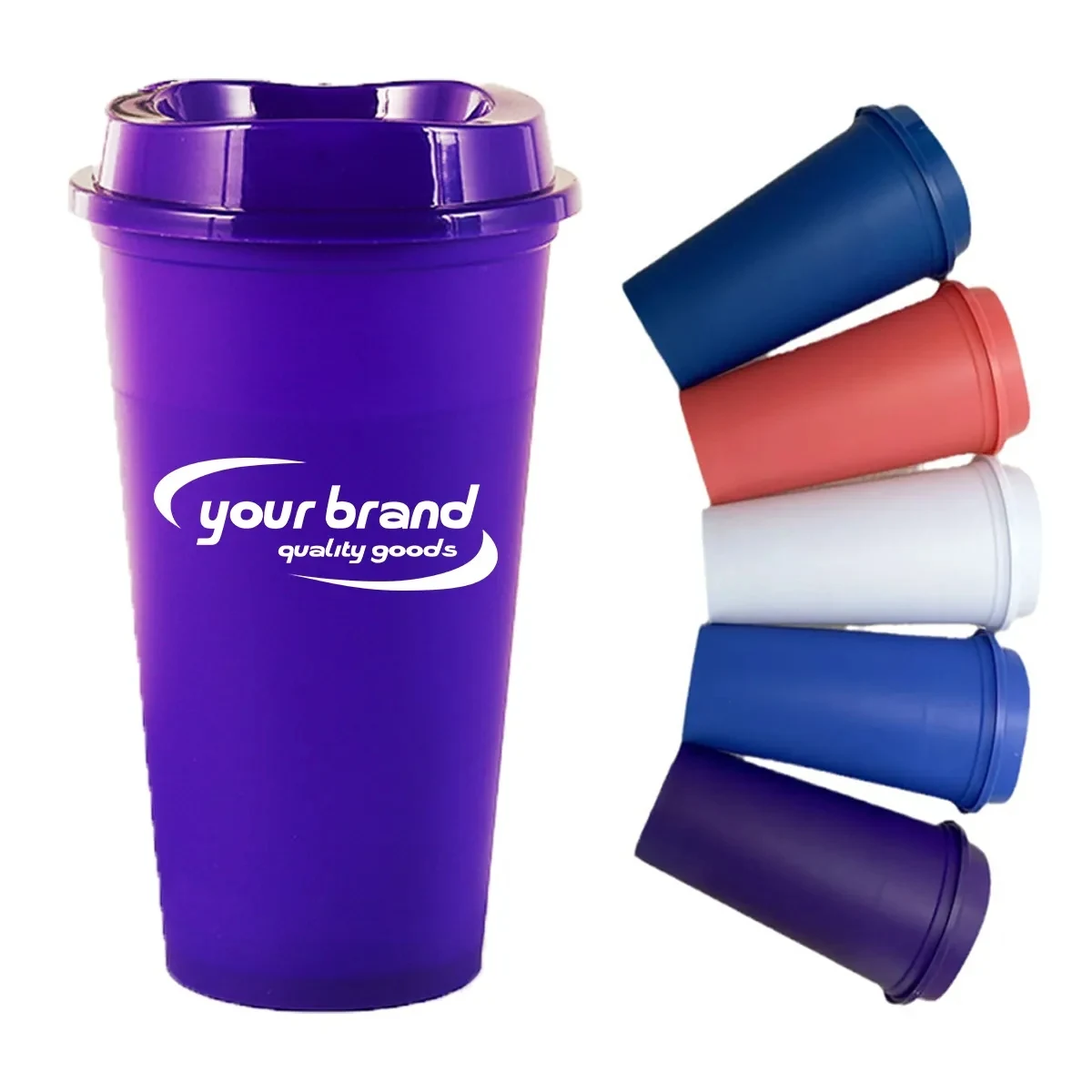 16OZ Reusable Plastic Cup With Lid Coffee Juice Kids Adults 1