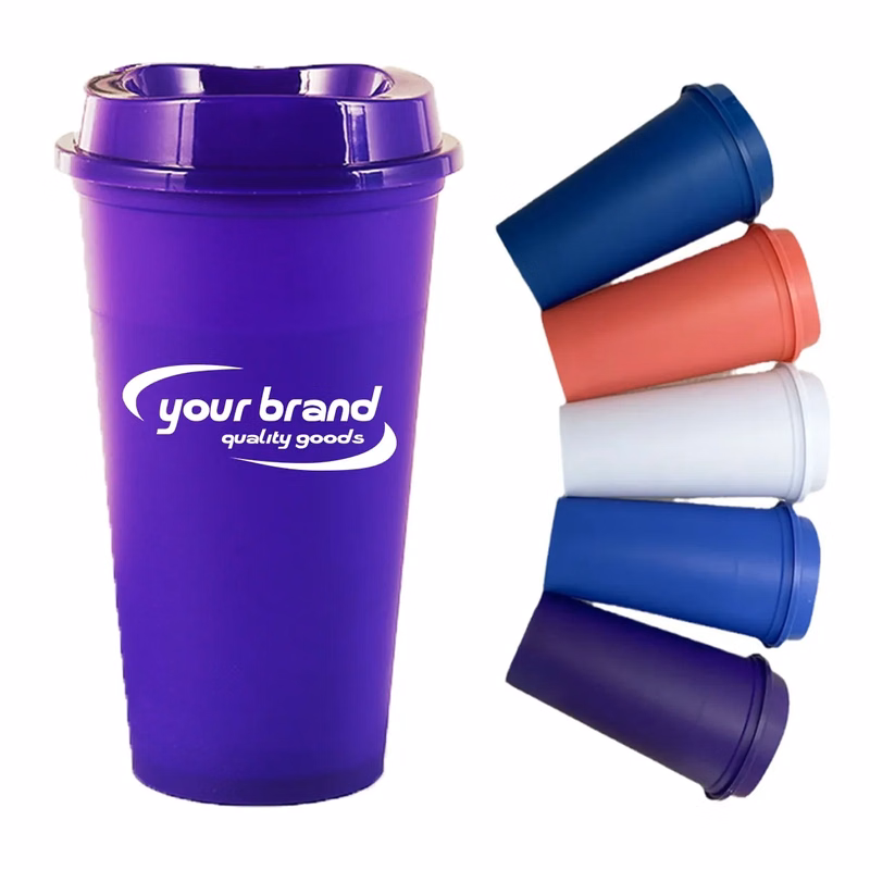 16OZ Reusable Plastic Cup With Lid Coffee Juice Kids Adults