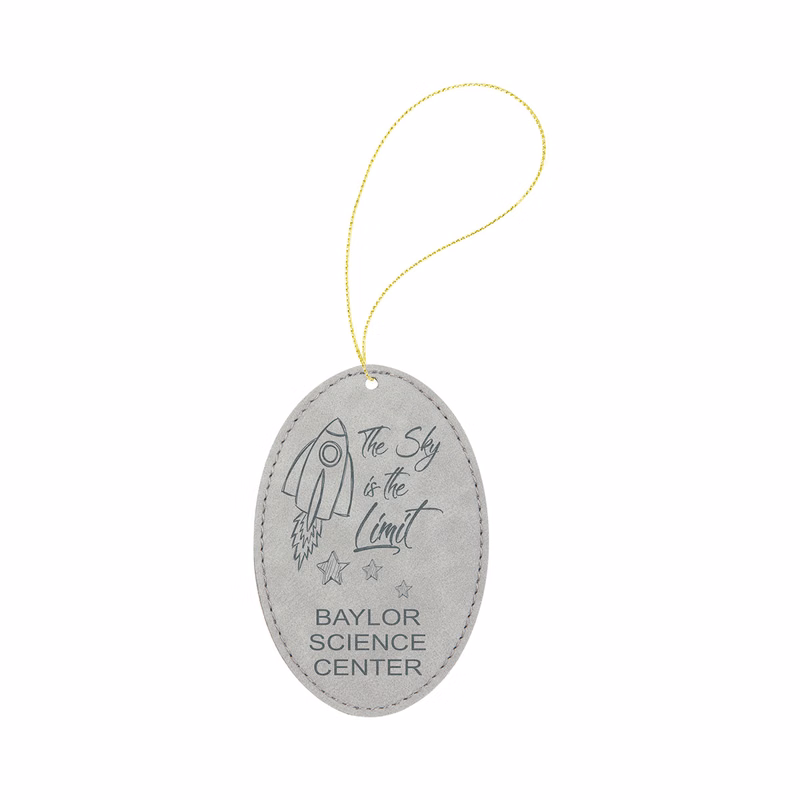 Gray Leatherette Oval Ornament