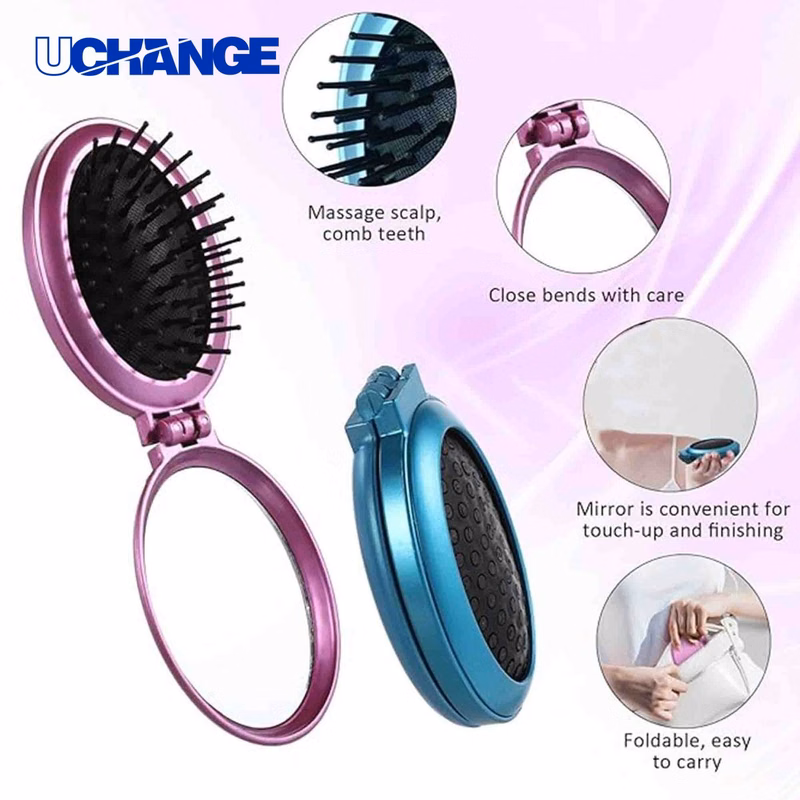 Travel Portable Massage Comb with Mirror Tool
