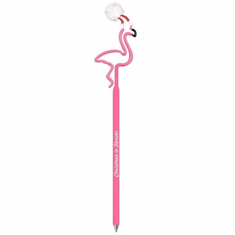 Flamingo With Santa Hat Multi-Color Inkbend Standard, Bent Pen