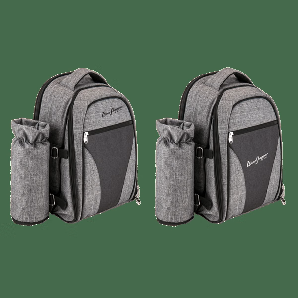 Wine & Picnic Cooler Backpack for Four + Fleece Blanket