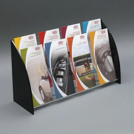 Countertop Brochure Holder with Curved Sides, 2-Tier 8-Pocket 1