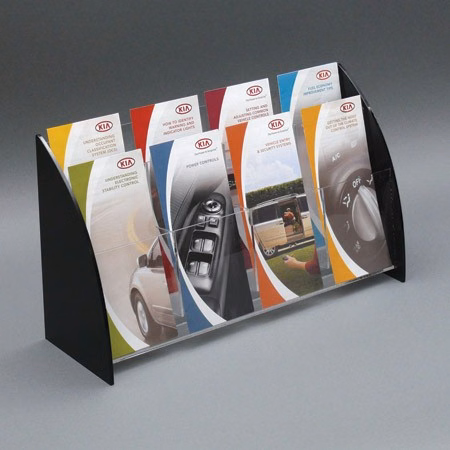 Countertop Brochure Holder with Curved Sides, 2-Tier 8-Pocket