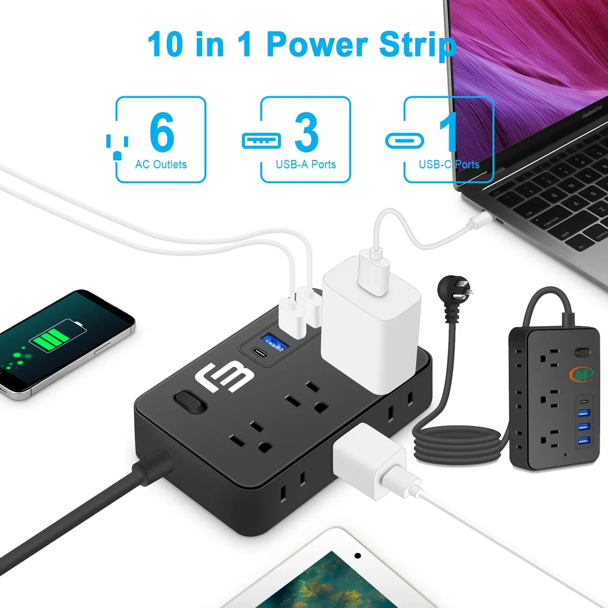 10 in 1 Power Strip Outlet Extender 1