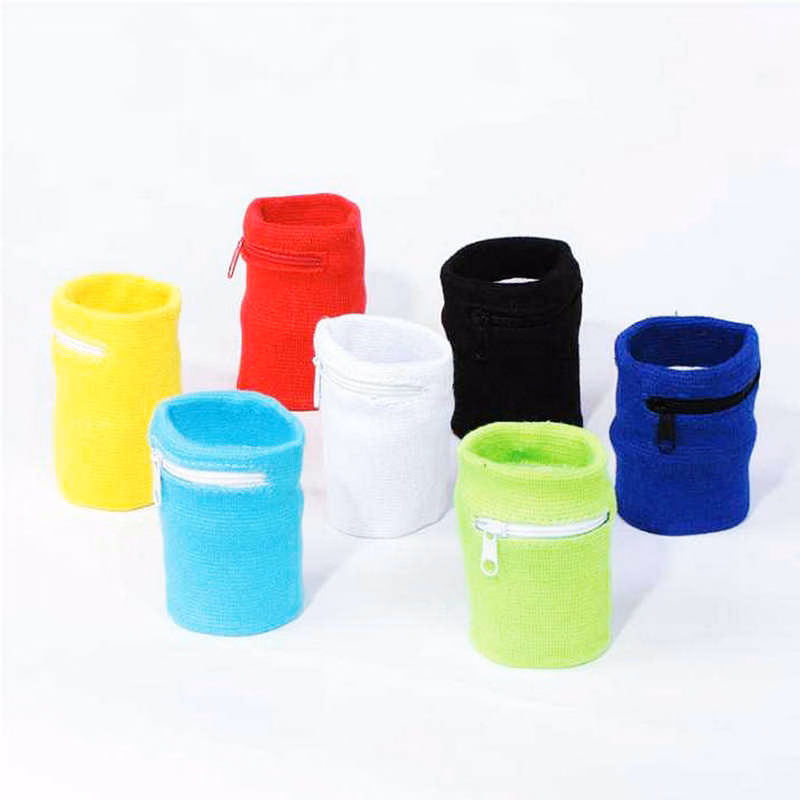 Cotton Wristband with Zipper Pocket