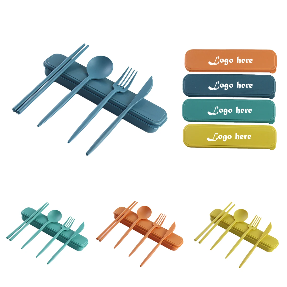 Wheat Straw Portable 4 Pieces Cutlery Set 1