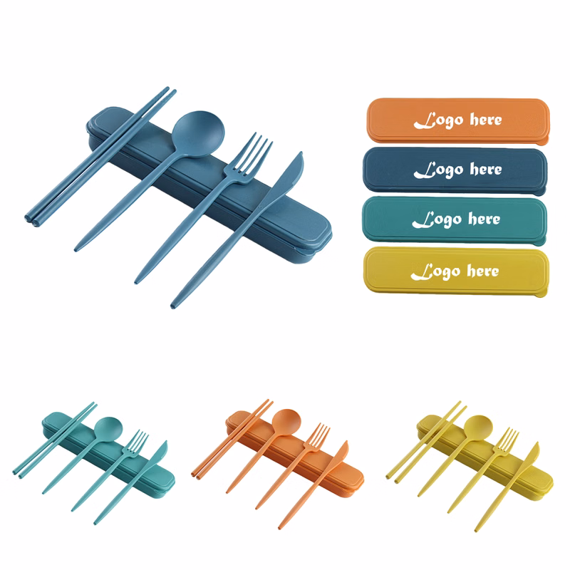 Wheat Straw Portable 4 Pieces Cutlery Set