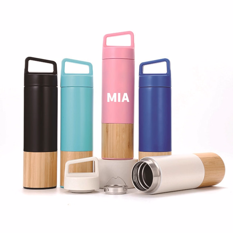 20Oz. Bamboo- Wrapped Insulated Water Bottle With Handle
