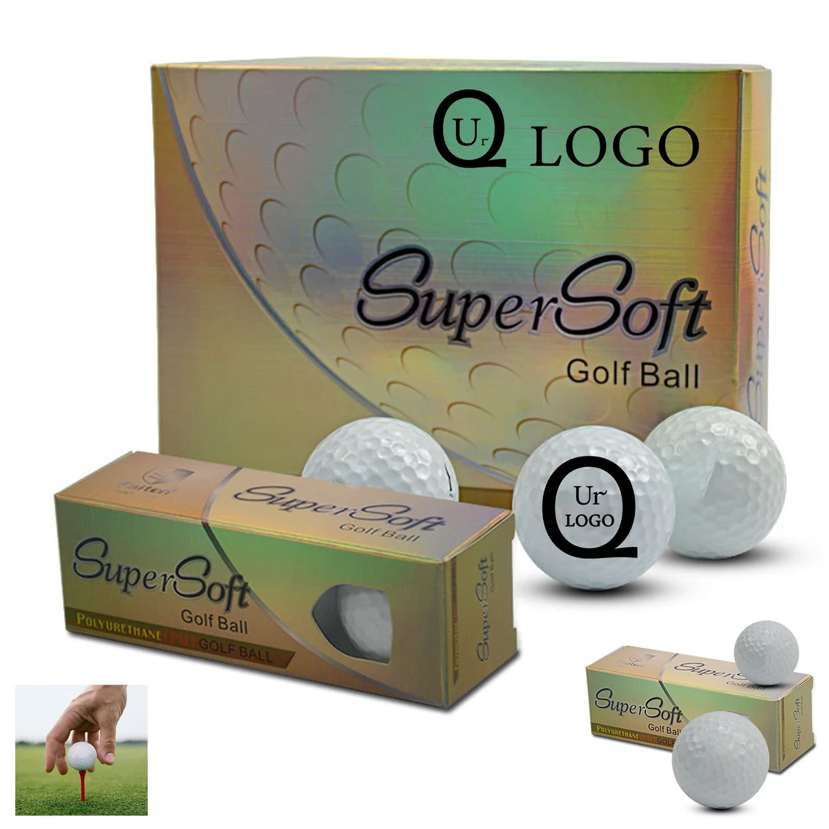 Exquisite Golden Packaged Golf Balls Diameter 1.69 In 1