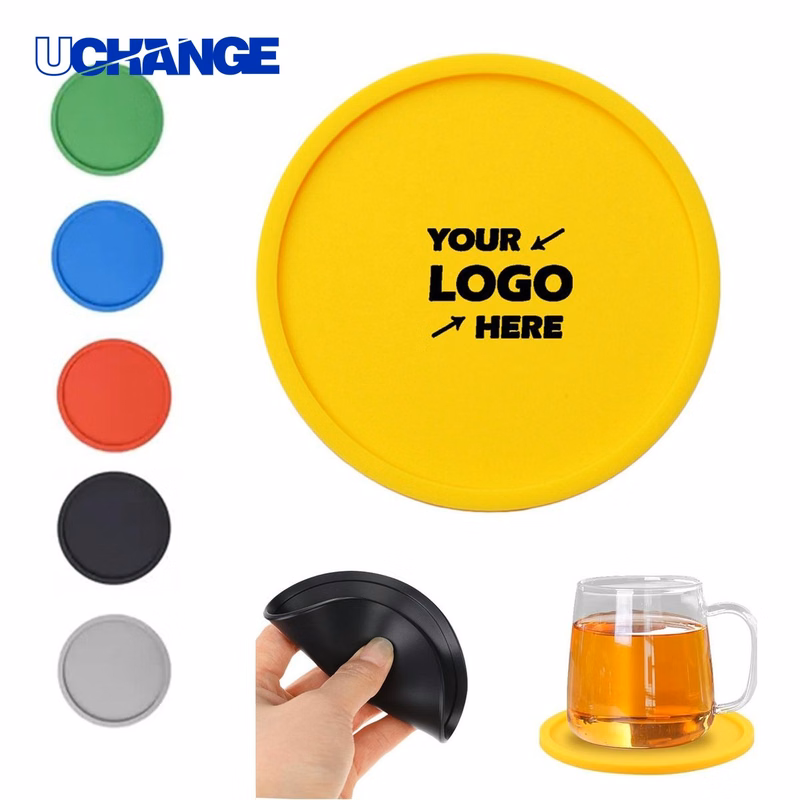 Round Silicone Coaster with Spill-Resistant Ring