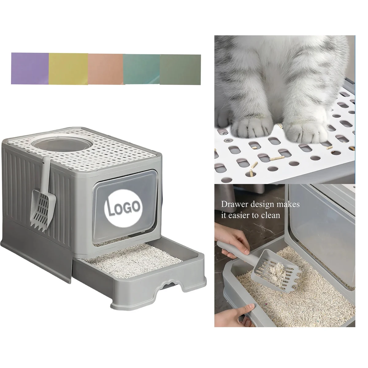 Premium Odor Control Cat Litter Box Anti Splash Design 1