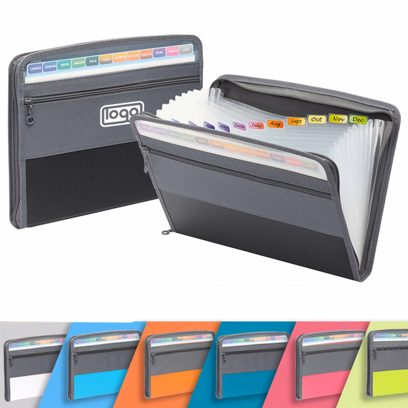 Expanding File Folder With Zipper Closure
