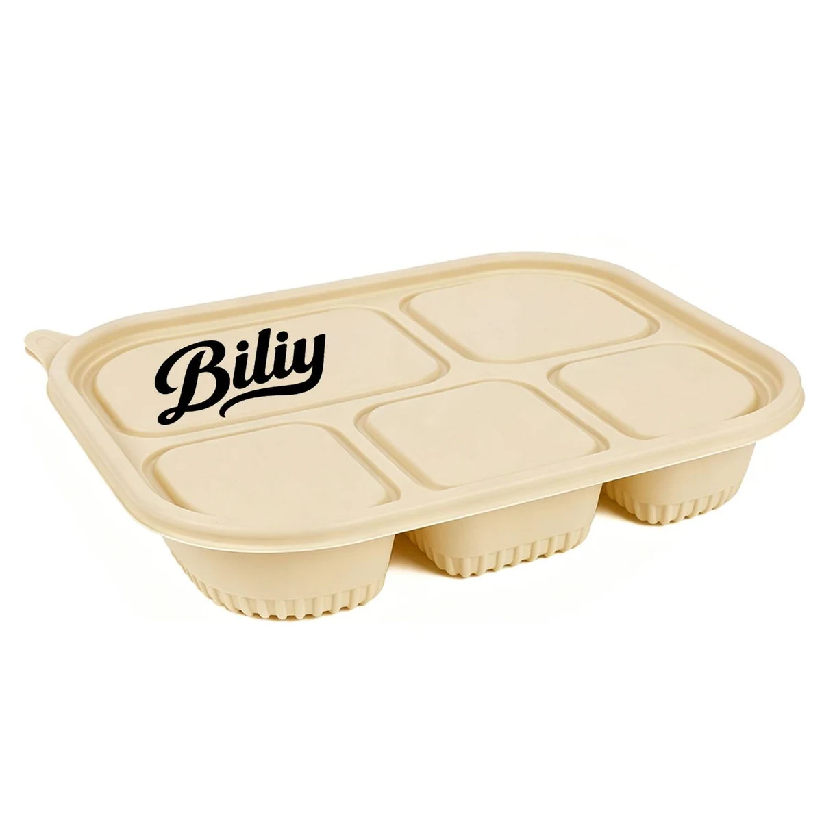 50 Pack 5 Compartment Compostable Meal Containers with Lids 1