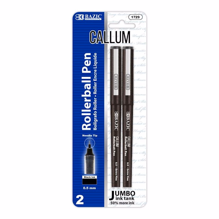 Needle-Tip Rollerball Pens - Black 2 Pack