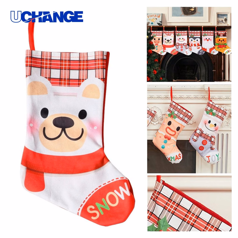 Brushed Fabric Hanging Holiday Stocking Decor for Holidays