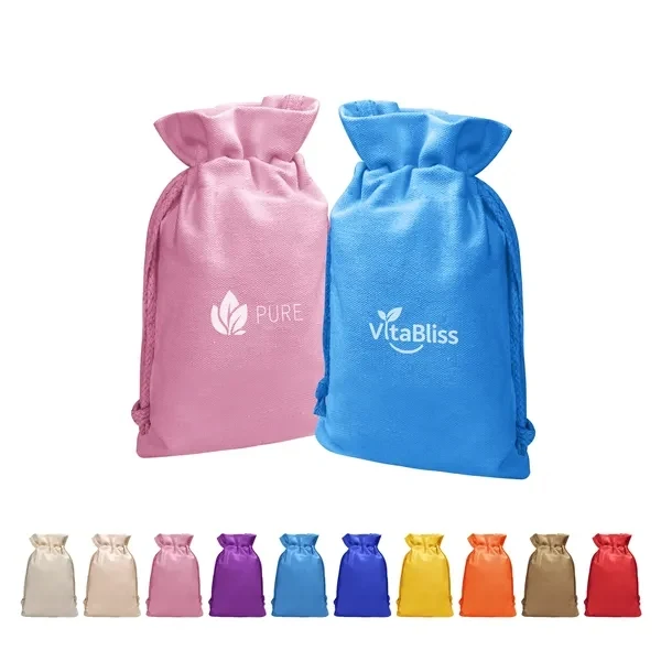 Custom 8.3" x 6" Canvas Drawstring Bag with Secure Closure — Premium Event Giveaway 1