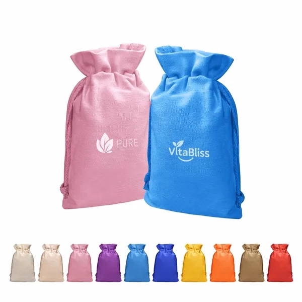 Custom 8.3" x 6" Canvas Drawstring Bag with Secure Closure — Premium Event Giveaway
