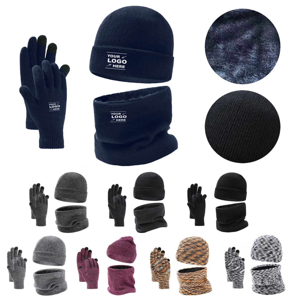 Winter Beanie Scarve Glove Set 1