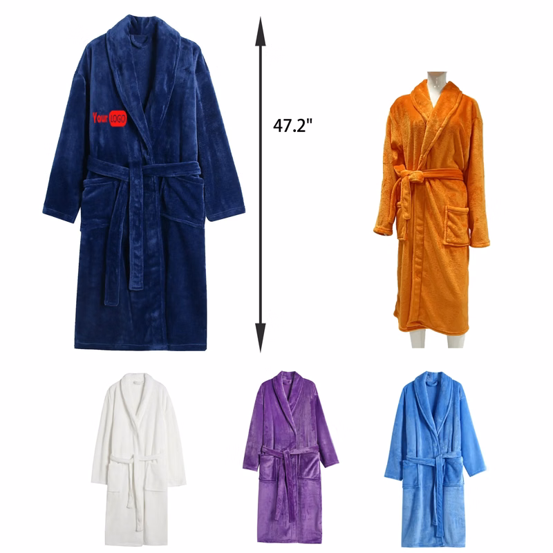 MOQ 25 PCS Long Flannel Nightgown Bathrobe