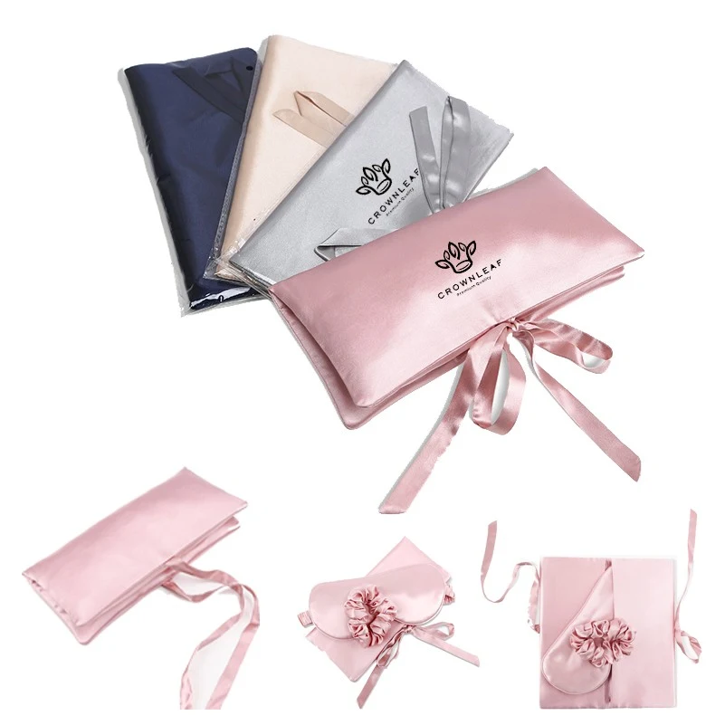 Ladies Packaging Fabric Gift Satin Envelope Dust Bag Pillow Eye Mask Scrunchie Set 1