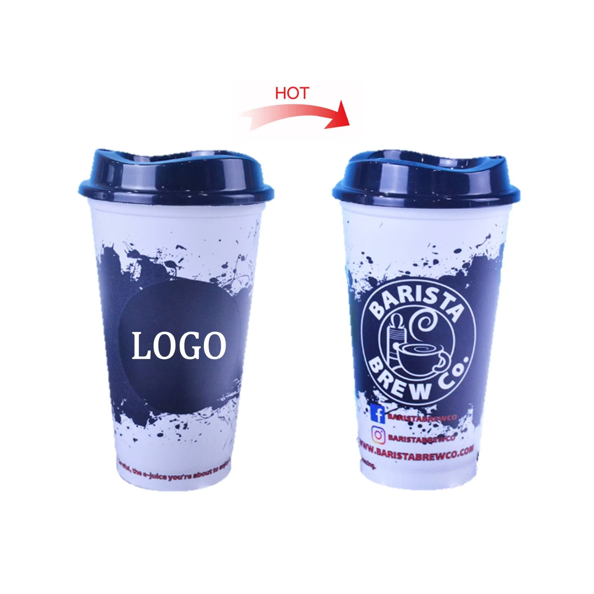 16oz. Heat Color Changing Plastic Cup With Lid 1