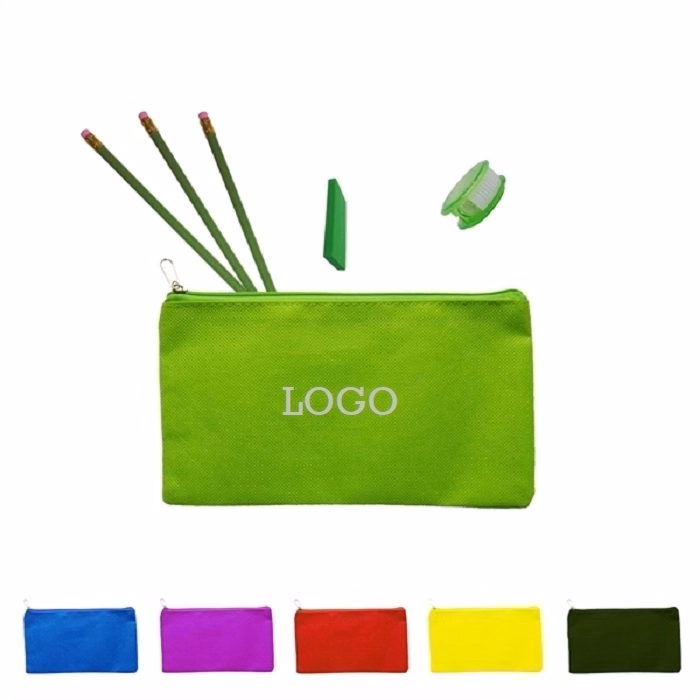 Non-Woven Pencil Pouch Zipper Closed