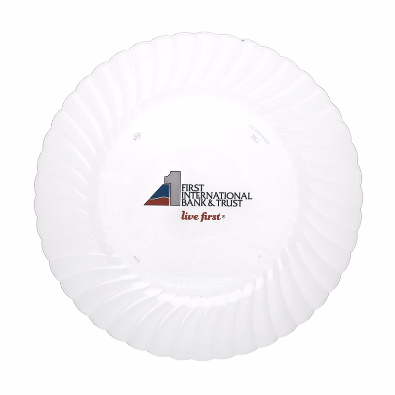 9.000" Scalloped Heavy Weight Plastic Plate Round Clear Digital Print