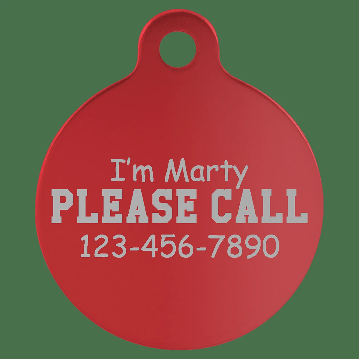 1 1/4" Red Anodized Aluminum Round Pet Tag with Tab 1