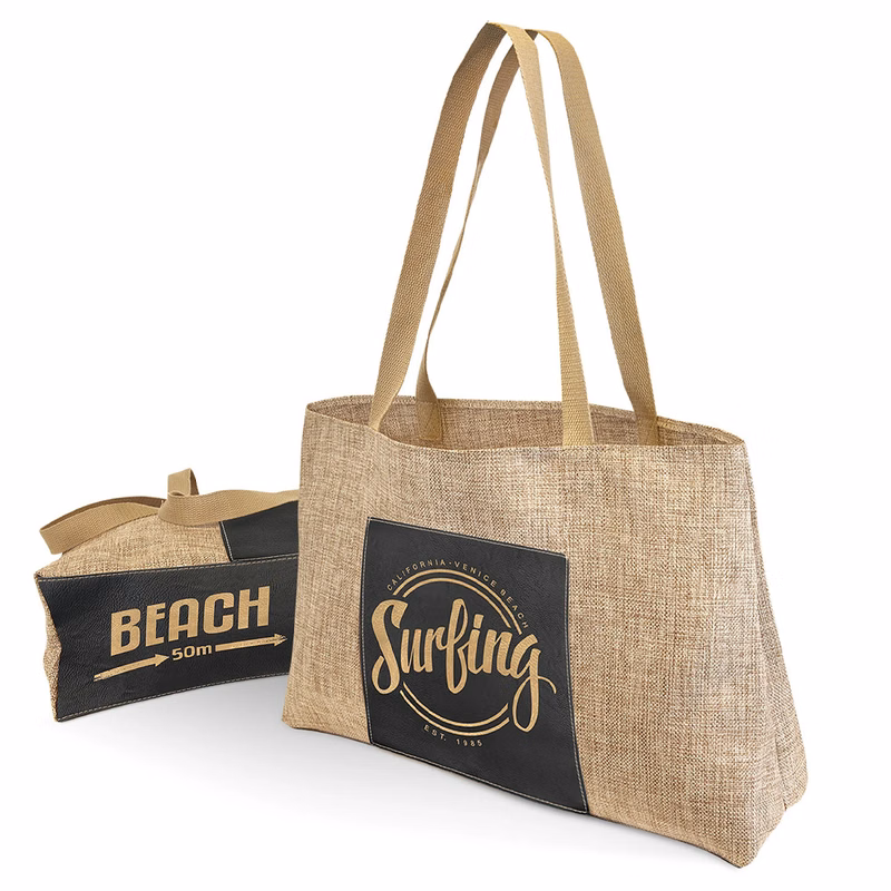Black / Gold Laserable Leatherette Gusset Bag