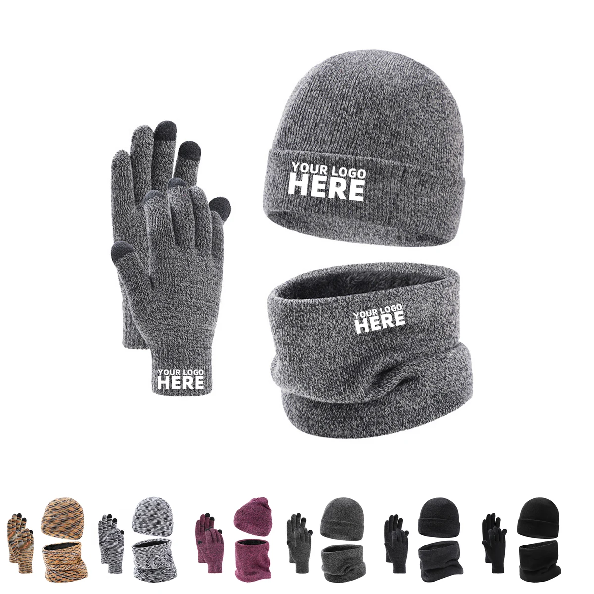 3 Pieces Winter Cap Gloves And Neck Warmer Set 1