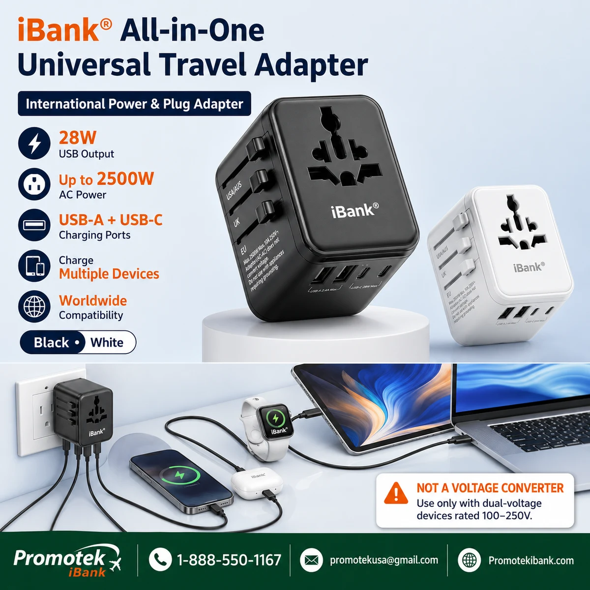 iBank ® Universal Travel Adapter, International Power Adapter 1