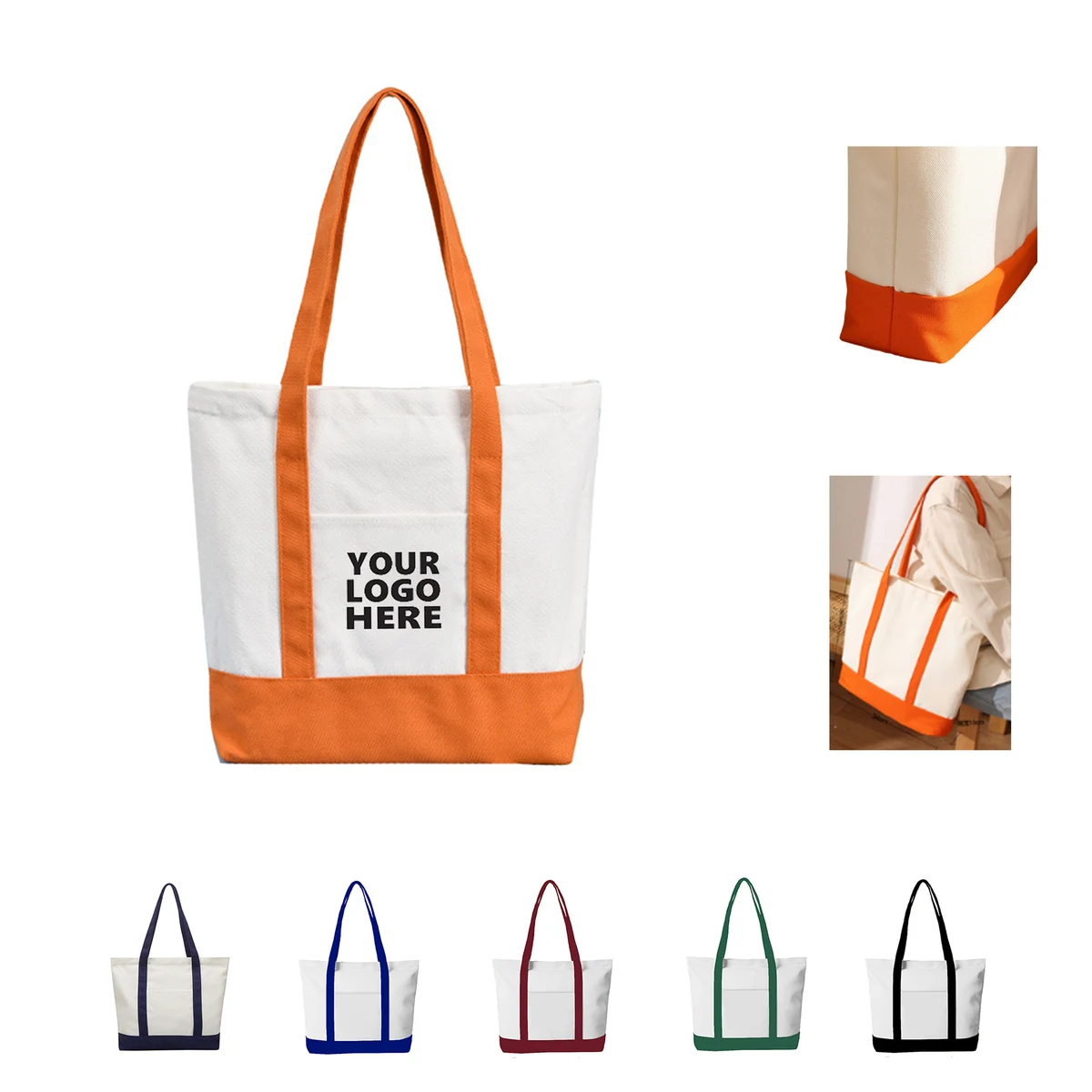 Tote Bag with Zipper Closure MOQ 50, custom tote bag with logo imprint 1