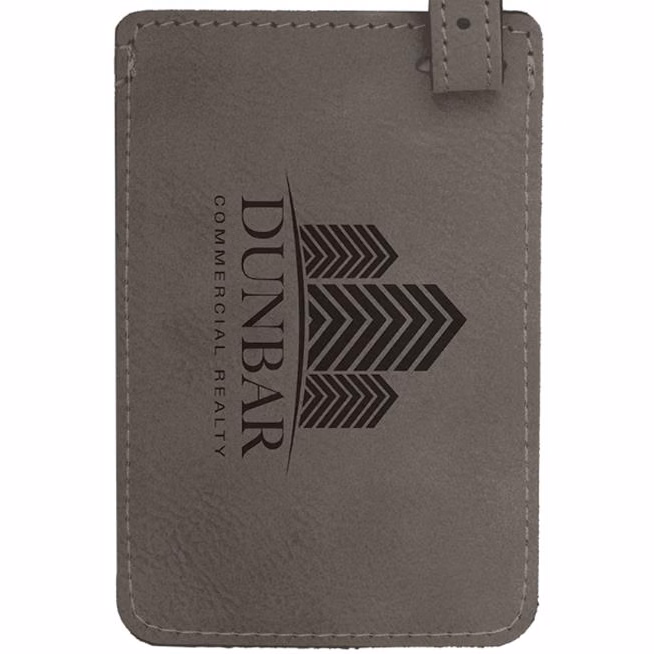 Gray Faux Leather Luggage Tag
