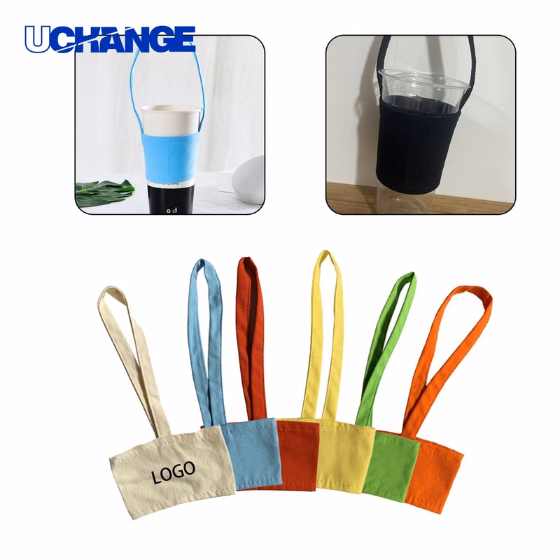 Canvas Drink Sleeve Holder with Strap