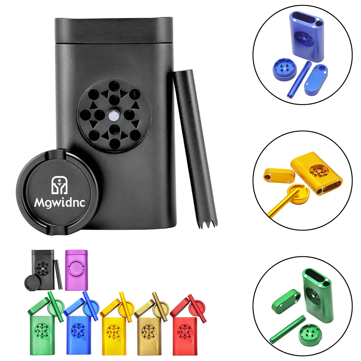 Metal Pipe Grinder Set with Detachable Aluminum Tobacco Box, Ashtray 1